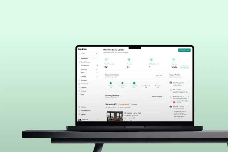 Deedible — Real Estate SaaS (Agent + Client portals) preview